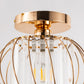 YANSUN Gold Semi Flush Mount Ceiling Light, Modern Single Light Fixture with Glass Shade, E26 Ceiling Lamp for Bedroom Kitchen Hallway Entryway