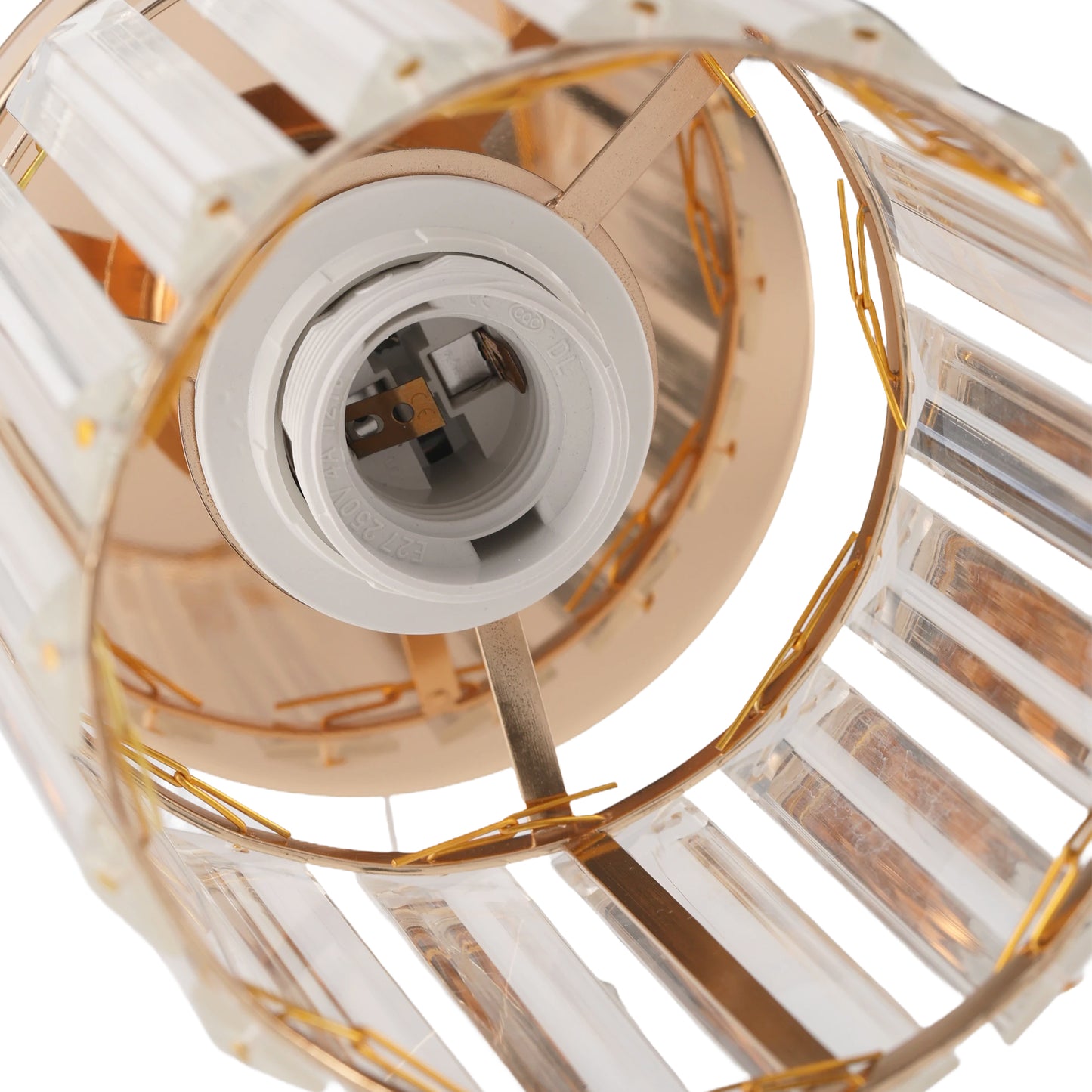 YANSUN 4.8 in. 1-Light Modern Gold Semi-Flush Mount with Crystal Shade (1-Pack)