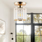 5 in.1-Light Gold Crystal Cylinder Semi Flush Mount Ceiling Light for Foyer Closet Entryway Kitchen Bedroom Dining Room