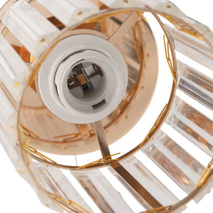 5 in.1-Light Gold Crystal Cylinder Semi Flush Mount Ceiling Light for Foyer Closet Entryway Kitchen Bedroom Dining Room