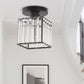 5.5 in.1-Light Black Square Crystal Semi Flush Mount Ceiling Light for Foyer Closet Entryway Kitchen Bedroom Dining Room