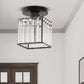 5.5 in.1-Light Black Square Crystal Semi Flush Mount Ceiling Light for Foyer Closet Entryway Kitchen Bedroom Dining Room