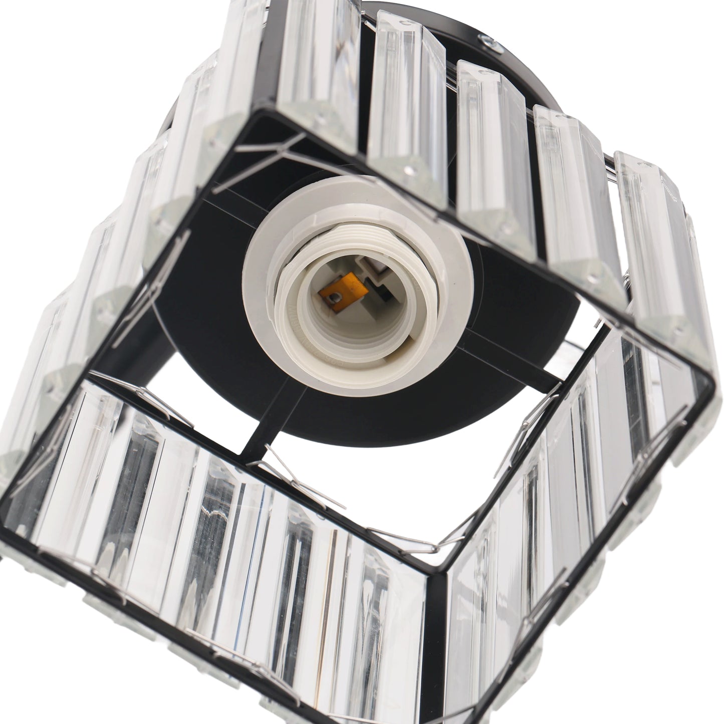 5.5 in.1-Light Black Square Crystal Semi Flush Mount Ceiling Light for Foyer Closet Entryway Kitchen Bedroom Dining Room