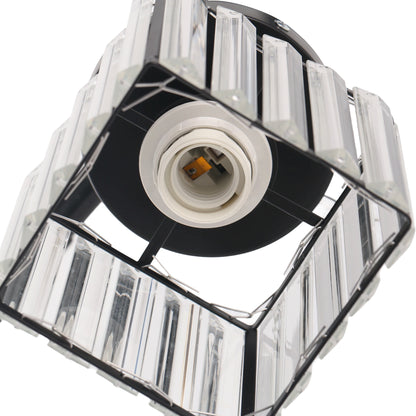 5.5 in.1-Light Black Square Crystal Semi Flush Mount Ceiling Light for Foyer Closet Entryway Kitchen Bedroom Dining Room