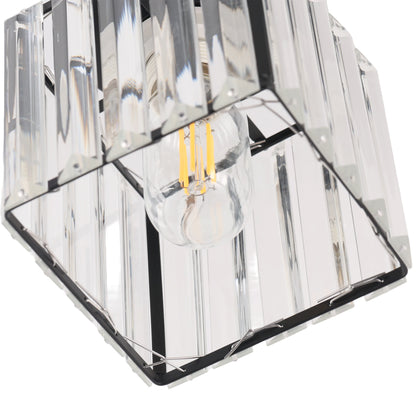 5.5 in.1-Light Black Square Crystal Semi Flush Mount Ceiling Light for Foyer Closet Entryway Kitchen Bedroom Dining Room