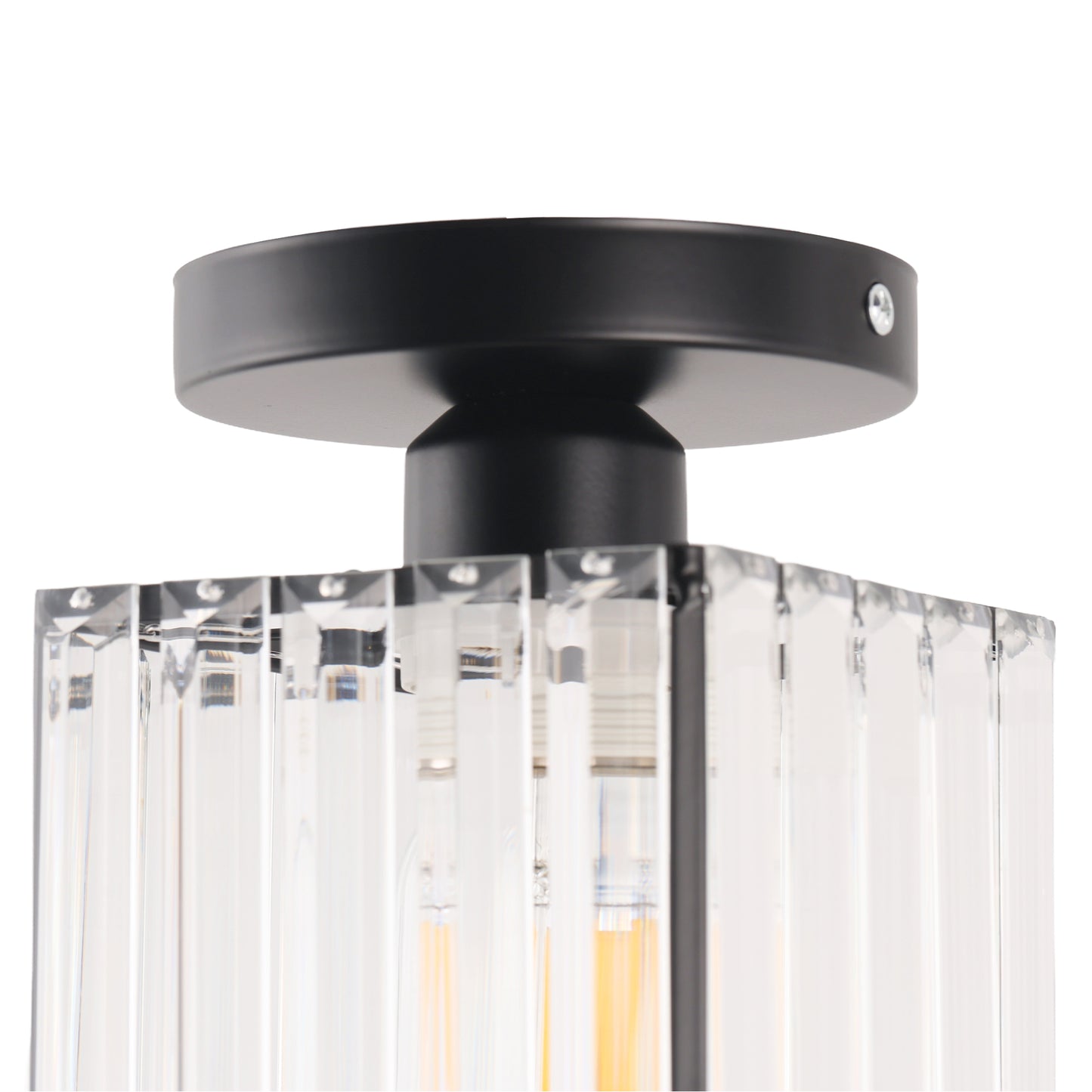 5.5 in.1-Light Black Square Crystal Semi Flush Mount Ceiling Light for Foyer Closet Entryway Kitchen Bedroom Dining Room