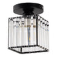 5.5 in.1-Light Black Square Crystal Semi Flush Mount Ceiling Light for Foyer Closet Entryway Kitchen Bedroom Dining Room
