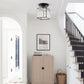 5.5 in.1-Light Black Square Crystal Semi Flush Mount Ceiling Light for Foyer Closet Entryway Kitchen Bedroom Dining Room