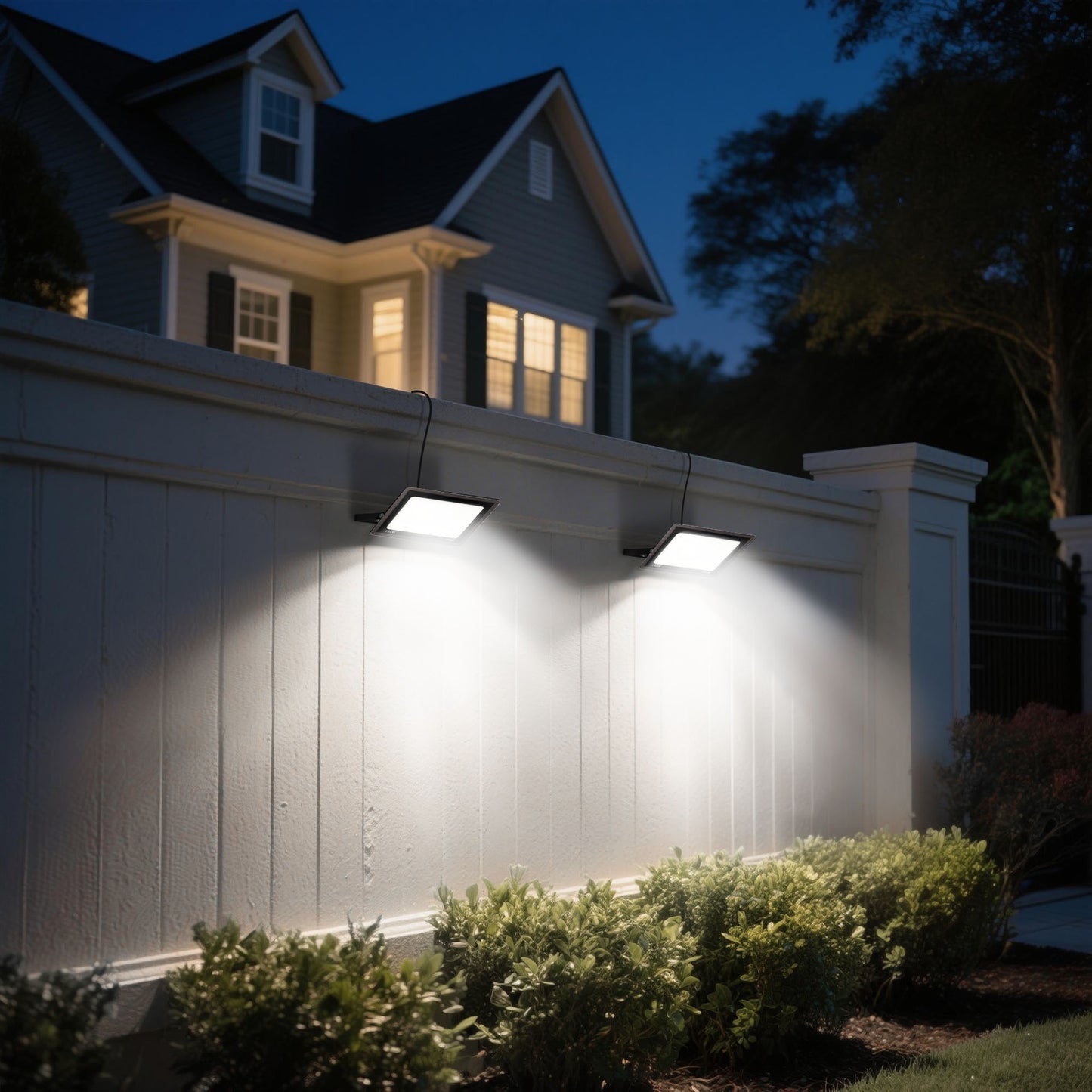 YANSUN 2-Pack LED Dusk to Dawn Flood Lights Outdoor 53.4W 3836LM Plug-in Security Spotlights IP66 Waterproof 6354K White Light