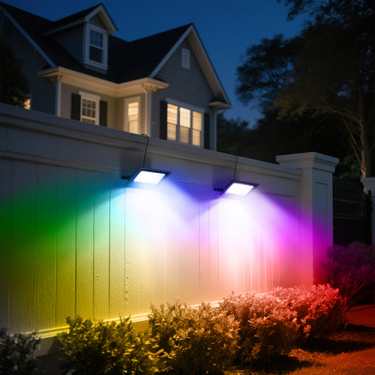 YANSUN Plug-in 2-Pack 950 Lumens Black Integrated LED RGBCW Outdoor Light Control Landscape Flood Light IP66 Waterproof