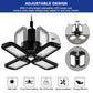 YANSUN 80W Deformable LED Garage Light, 12.16 in., Black, Smart Home Flush Mount, Bulb Included, 1-Pack