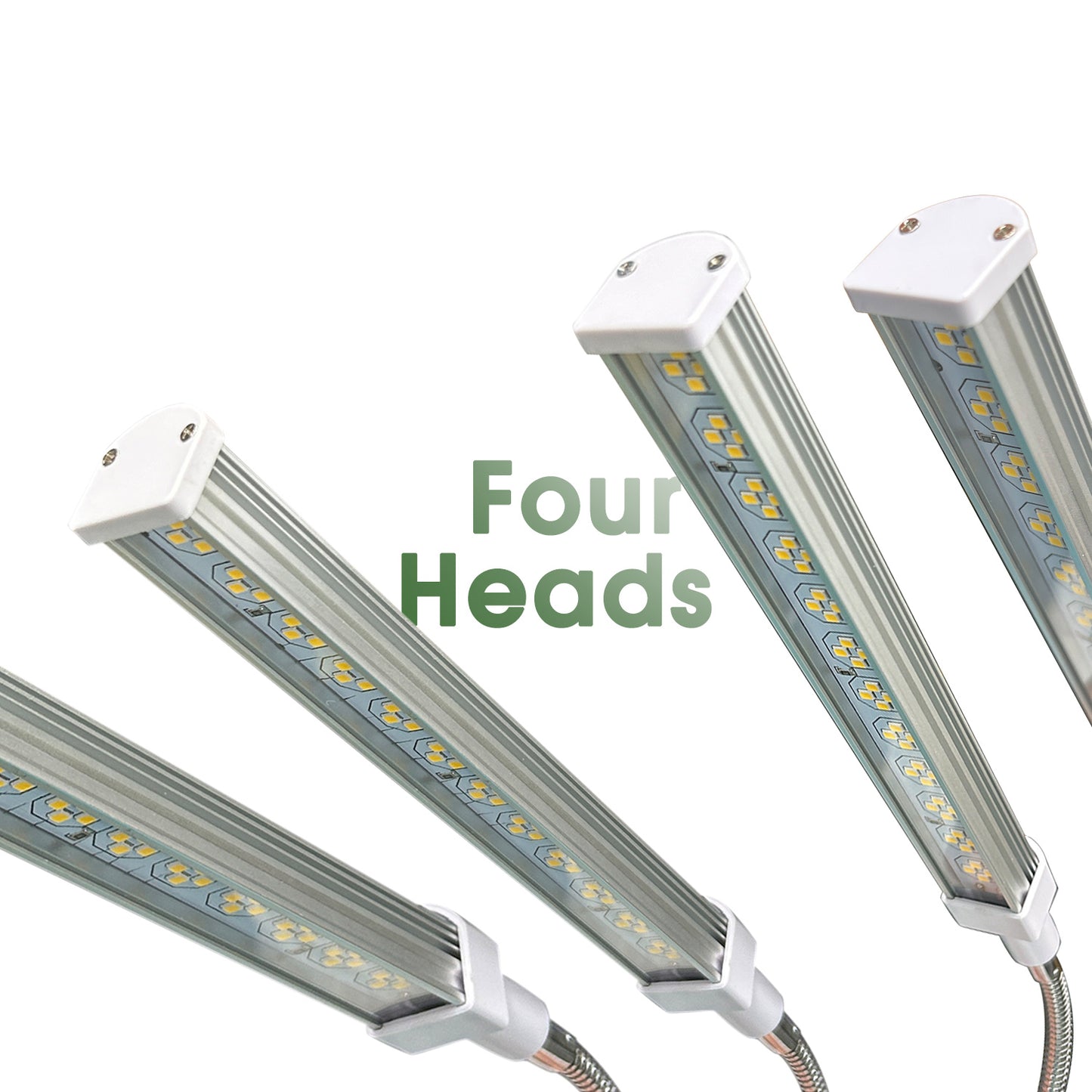 YANSUN 4-Head LED Grow Light with Clip, 192 LEDs, 10-Level Dimmable, 24H Timer, Full Spectrum 3500K, Indoor Plant Light, US Plug