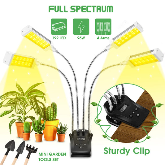 YANSUN 4-Light 96-Watt Full Spectrum Dimmable Indoor Outdoor Integrated LED Grow Light and 10-Brightness Levels