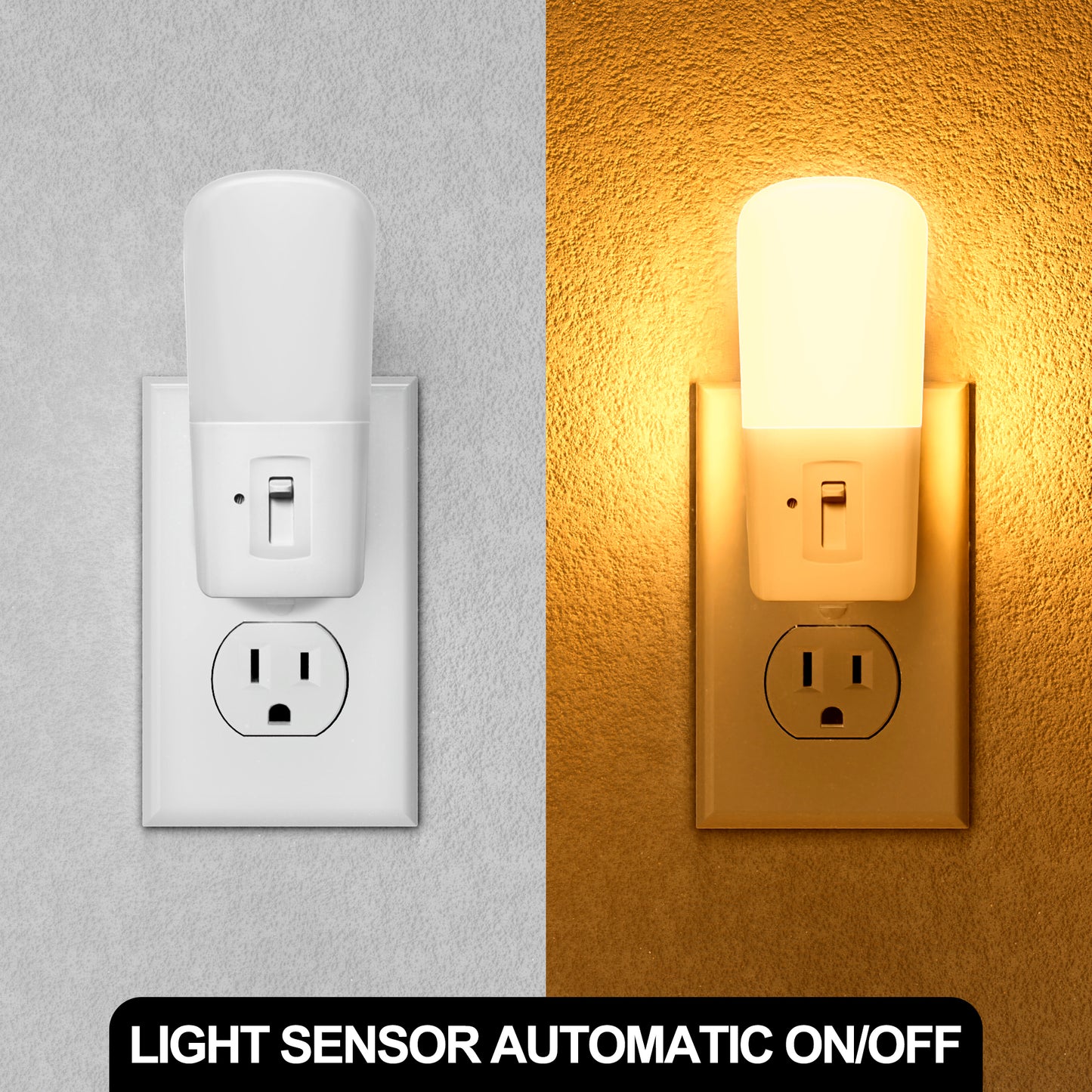 YANSUN 1W Plug-in Light Sensor Integrated LED Night Light, Vertical Mosquito Repellent, Amber, White, 2-Pack