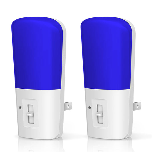 YANSUN 2-Pack 1W Plug-In Light Sensor Night Lights, Vertical Design, Blue Light (with Blue Shade), Slide Dimming, US Plug