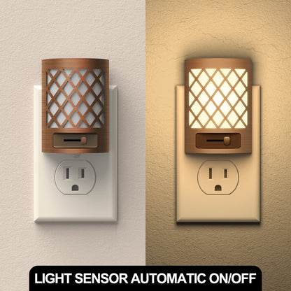 YANSUN 3.54 in. H Plug-in Dimmable Night Light 2-Pack, 3000K Warm Light, Vintage Style, US Plug