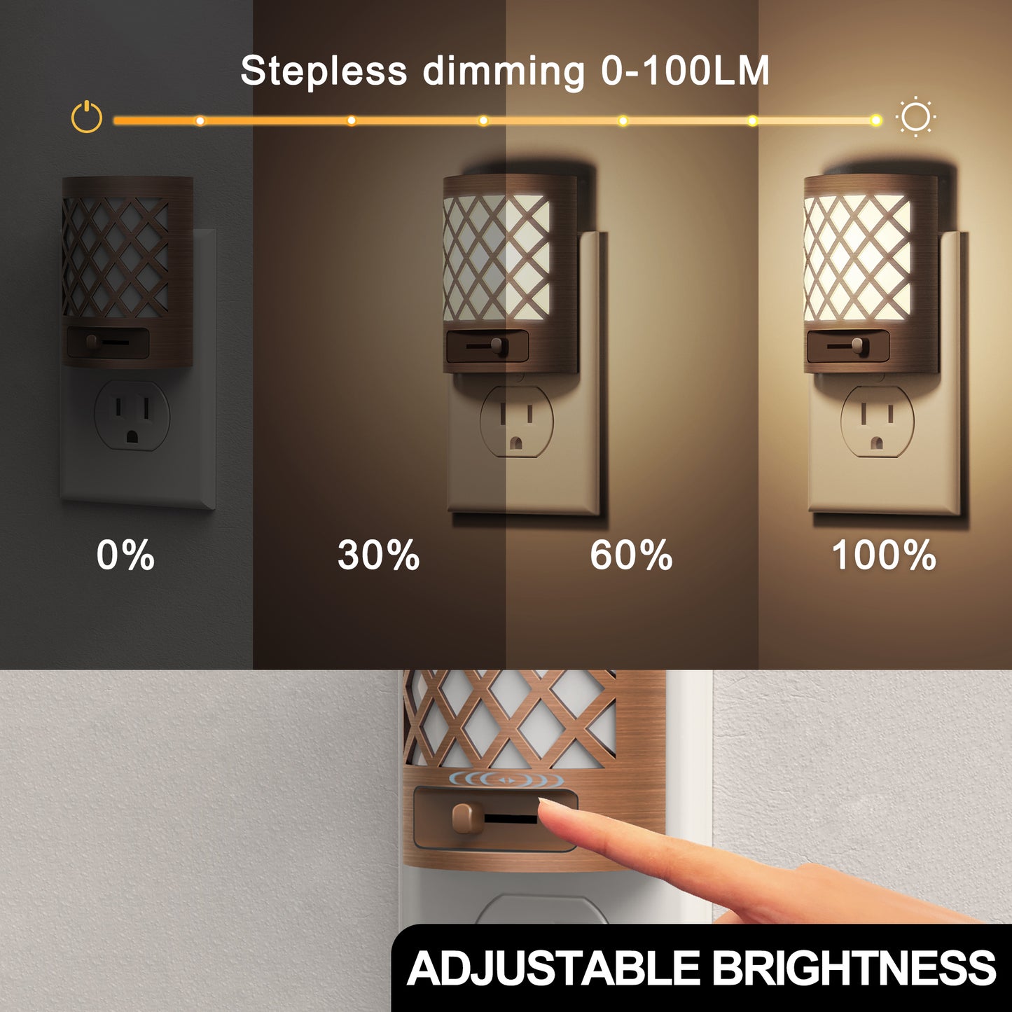 YANSUN 4-Pack 1W Plug-in Light-Controlled Night Light, Retro Dimming, 3000K Warm Light, U.S. Two-Prong Plug
