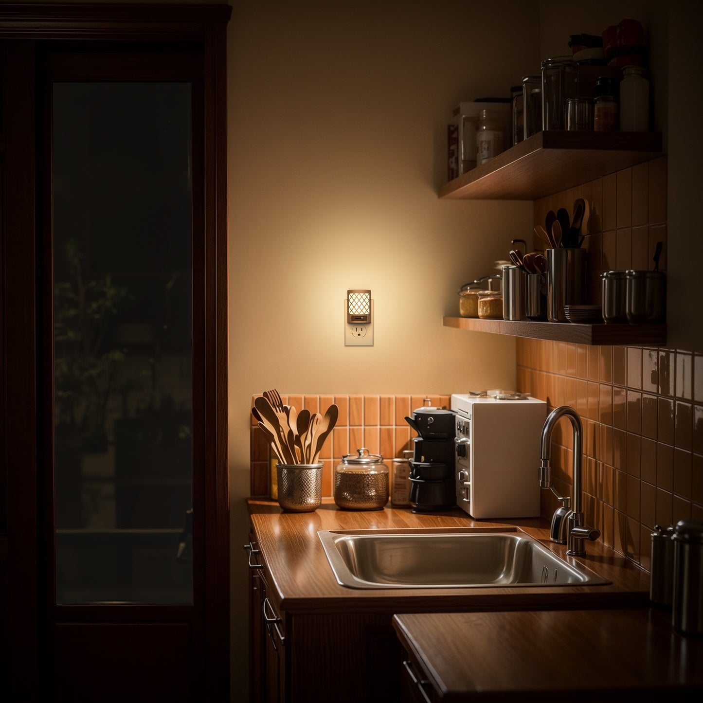 YANSUN 4-Pack 1W Plug-in Light-Controlled Night Light, Retro Dimming, 3000K Warm Light, U.S. Two-Prong Plug