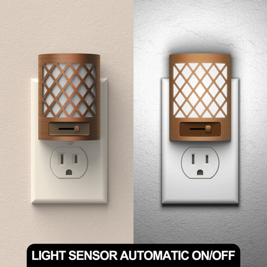 YANSUN 2-Pack 1W Plug-In Light Sensor Night Lights, Vintage Dimming, 5000K White Light, Slide Dimming (0%-100%), US Plug