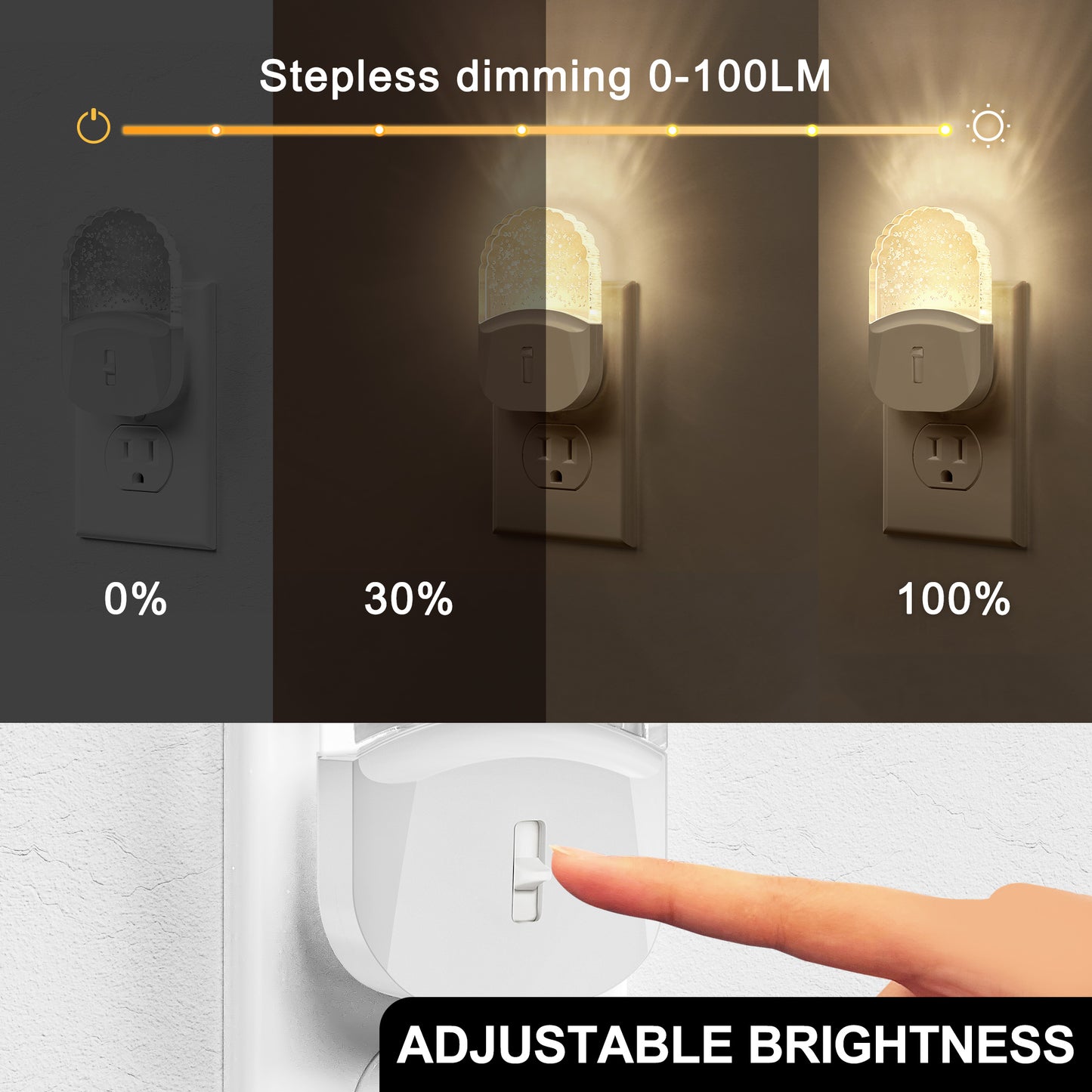 YANSUN 0.5-Watt Plug-in Integrated LED Night Light with Light Sensor, Acrylic Decoration, Warm 3000K, White, 4-Pack