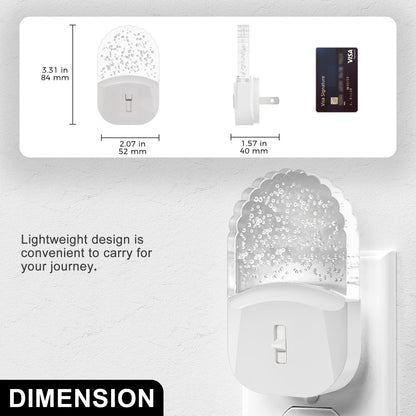 YANSUN 0.5-Watt Integrated LED Plug-In Acrylic Night Light, Amber 2000K, Dimmable, Light Sensor, White Housing, 4-Pack