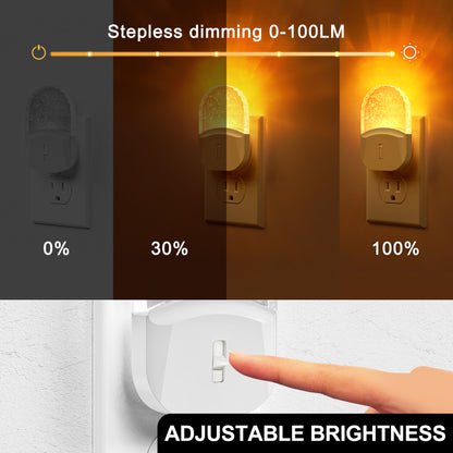 YANSUN 0.5-Watt Integrated LED Plug-In Acrylic Night Light, Amber 2000K, Dimmable, Light Sensor, White Housing, 4-Pack