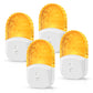 YANSUN 0.5-Watt Integrated LED Plug-In Acrylic Night Light, Amber 2000K, Dimmable, Light Sensor, White Housing, 4-Pack