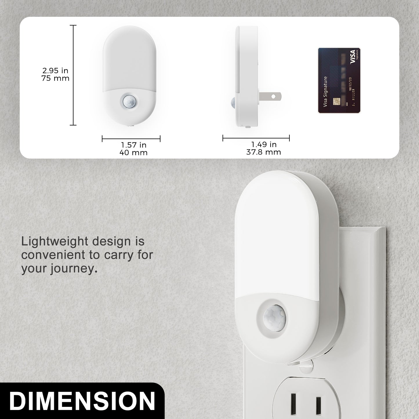 YANSUN 0.6-Watt Plug-In Motion Sensor Night Light with Red LED, Dual Brightness, White Shell, 2-Pack for Bedroom