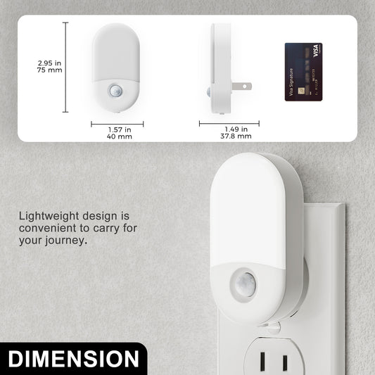 YANSUN 0.6-Watt Plug-In Motion Sensor Night Light with Red LED, Dual Brightness, White Shell, 2-Pack for Bedroom