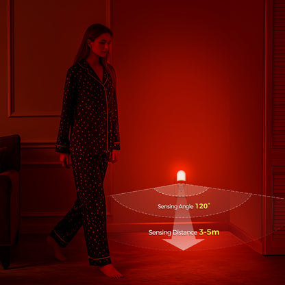YANSUN 0.6-Watt Plug-In Motion Sensor Night Light with Red LED, Dual Brightness, White Shell, 2-Pack for Bedroom