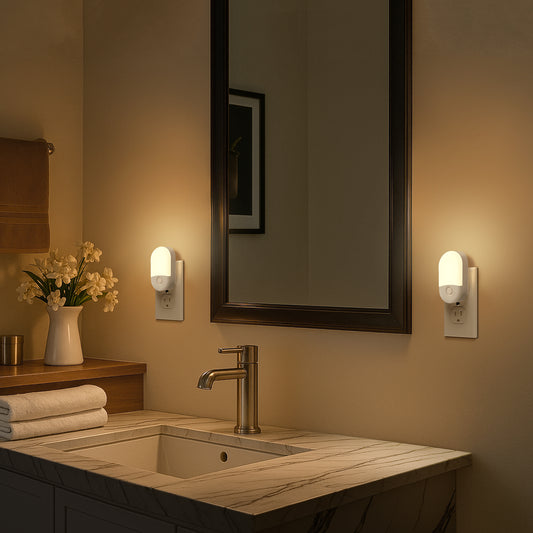 YANSUN 4-Pack Plug-in Night Lights Dusk-to-Dawn Sensor Warm Glow 2-Level Brightness US Plug
