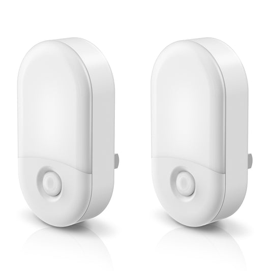 YANSUN 0.6-Watt Integrated LED Dimmable Horizontal Night Light, White 5000K, Dusk to Dawn, White, 2-Pack