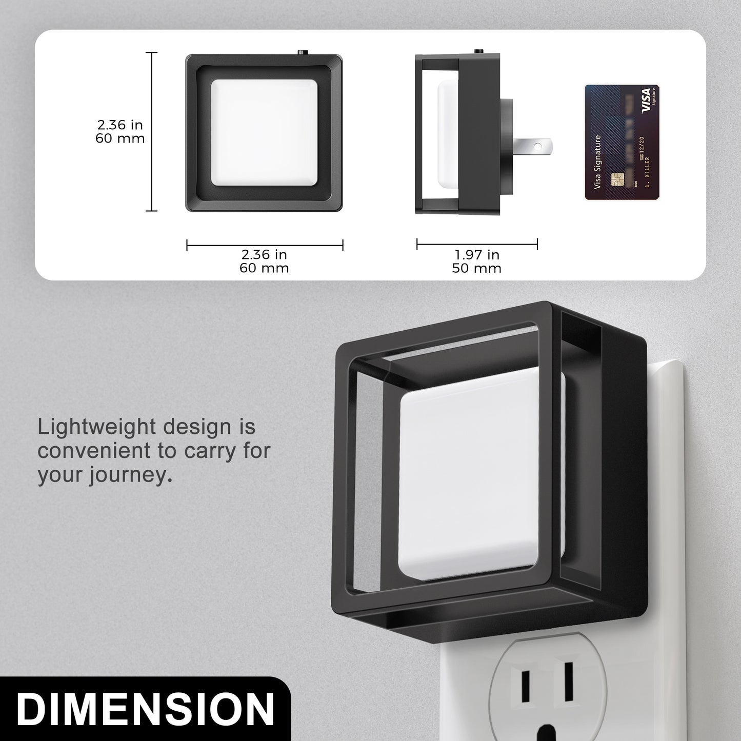 YANSUN 1-Watt Integrated LED Plug-In Night Light, Warm 3000K, Small Black Housing, Dimmable, Light Sensor, 4-Pack