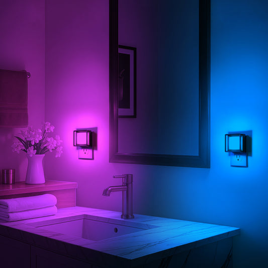 YANSUN 2-Pack Plug-in Night Light, Dusk to Dawn Sensor, 1W LED Night Light with RGB Color Change, Black