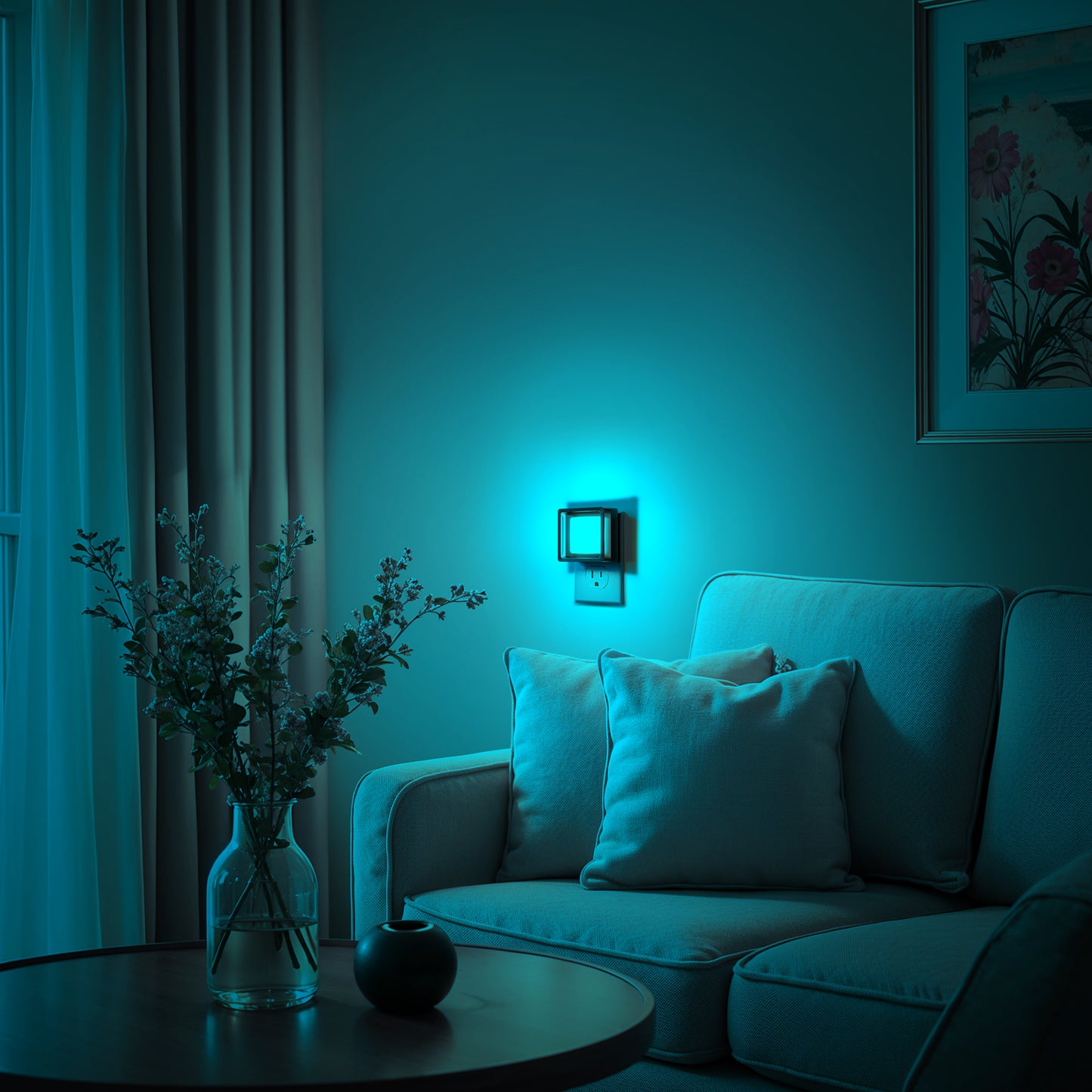 YANSUN 2-Pack Plug-in Night Light, Dusk to Dawn Sensor, 1W LED Night Light with RGB Color Change, Black