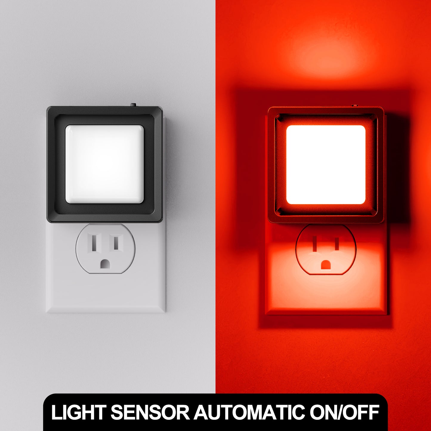 YANSUN 1-Watt Integrated LED Dimmable Plug-In Night Light, Red, Dusk to Dawn, 2-Pack