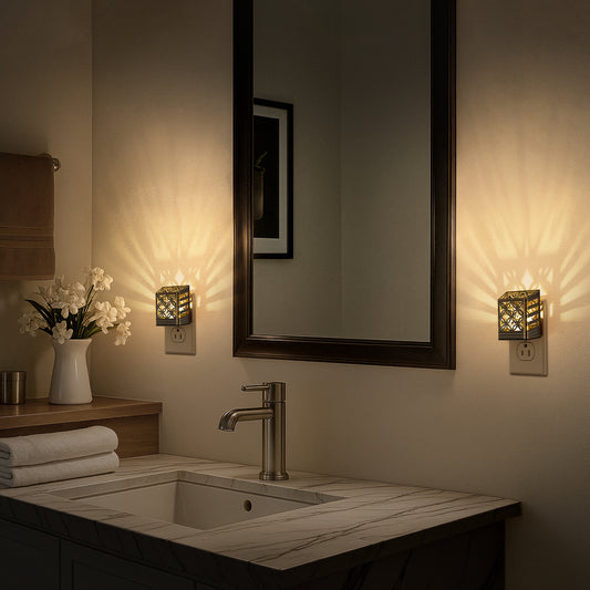 YANSUN 2-Pack 0.5W Plug-in Light Control Night Light, Solar-Powered Style, 3000K Warm Light, Dimmable (5%-100%), US Plug