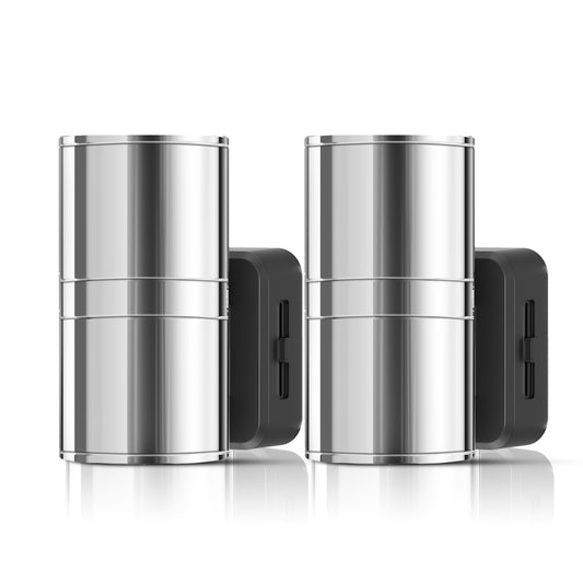 YANSUN 1W Dusk to Dawn Plug-in Night Light Metal Cylinder 3000K Warm White Dimmable LED Night Light with Chrome Finish for Bedroom Hallway Bathroom