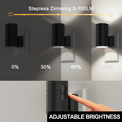 YANSUN 2-Pack 1W Dusk to Dawn Plug-in Night Lights 5000K Cool White Dimmable LED Cylinder Wall Sconce Style Night Lights for Hallway Bathroom Bedroom