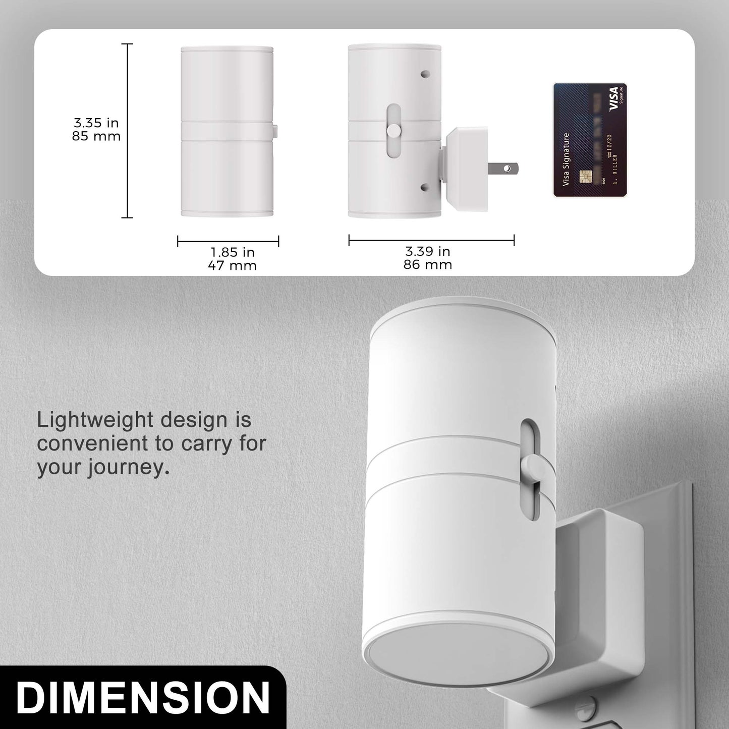 YANSUN 1-Watt Integrated LED Plug-In Night Light, Cool White 5000K, Dimmable, Light Sensor, 2-Pack for Bedroom or Hallway