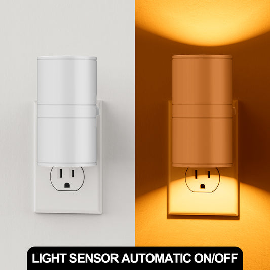 YANSUN 2-Pack 1W Dusk to Dawn Plug-in Night Lights Amber 2000K Dimmable LED Cylinder Wall Sconce Style Night Lights for Bedroom Hallway Bathroom