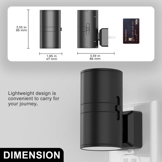 YANSUN 2-Pack 1W Plug-in Light Control Night Light, Red Light with White PC Shade, Dimmable 0%-100%, Black Finish, US Plug