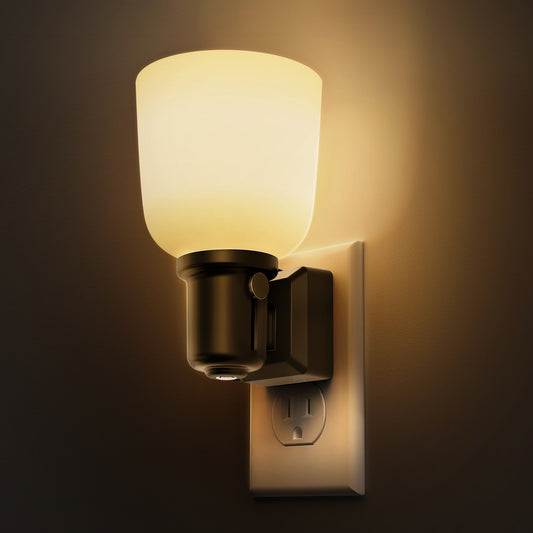 YANSUN Plug-in Dimmable LED Night Light Wine Glass Style 3000K Warm White Auto Sensor Night Lamp for Bedroom Hallway Bathroom