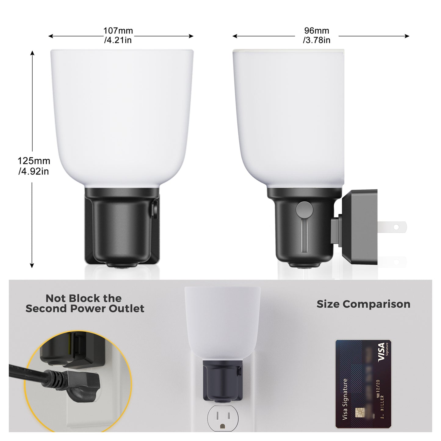 YANSUN Plug-in Dimmable LED Night Light Wine Glass Style 3000K Warm White Auto Sensor Night Lamp for Bedroom Hallway Bathroom