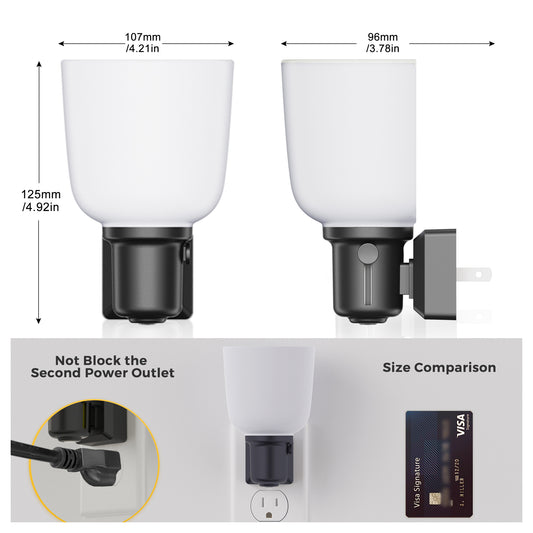 YANSUN Plug-in Dimmable LED Night Light Wine Glass Style 3000K Warm White Auto Sensor Night Lamp for Bedroom Hallway Bathroom