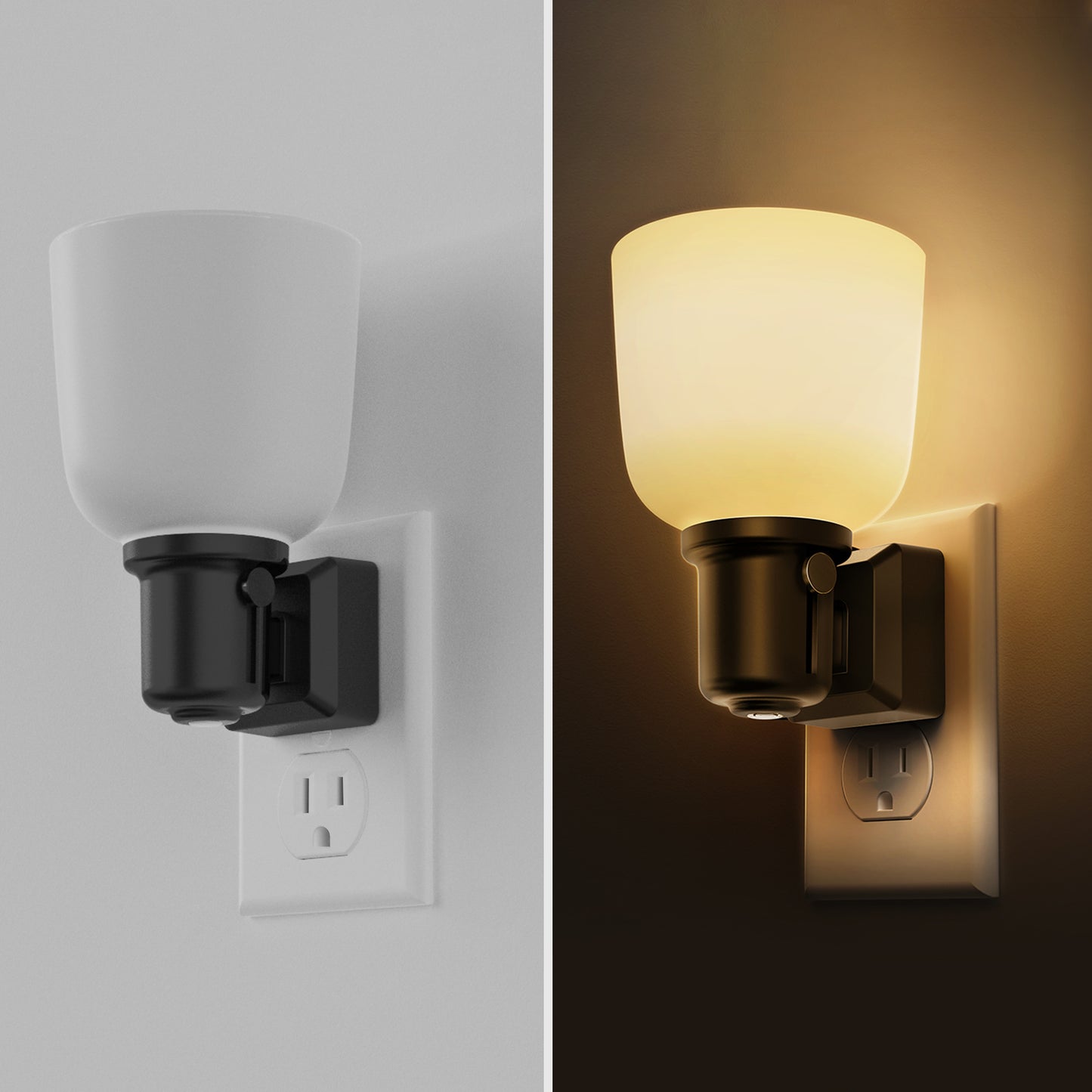 YANSUN Plug-in Dimmable LED Night Light Wine Glass Style 3000K Warm White Auto Sensor Night Lamp for Bedroom Hallway Bathroom