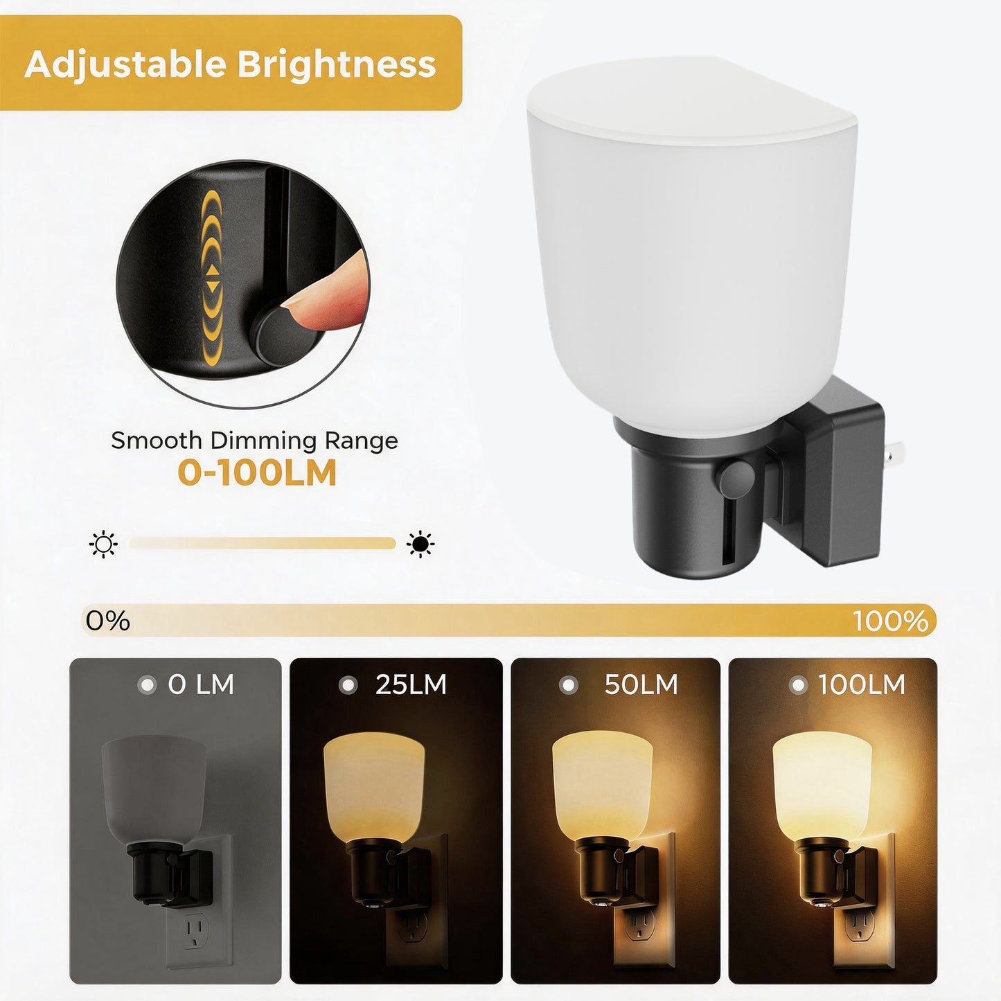 YANSUN Plug-in Dimmable LED Night Light Wine Glass Style 3000K Warm White Auto Sensor Night Lamp for Bedroom Hallway Bathroom