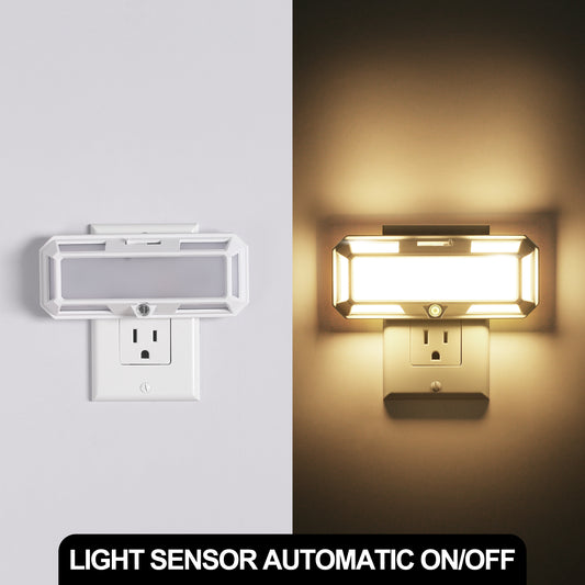 YANSUN Dimmable Brightness Night Light with Dusk to Dawn Sensor,Soft White 3000K 0-250LM for Bedroom, Stairwell[2-Pack]