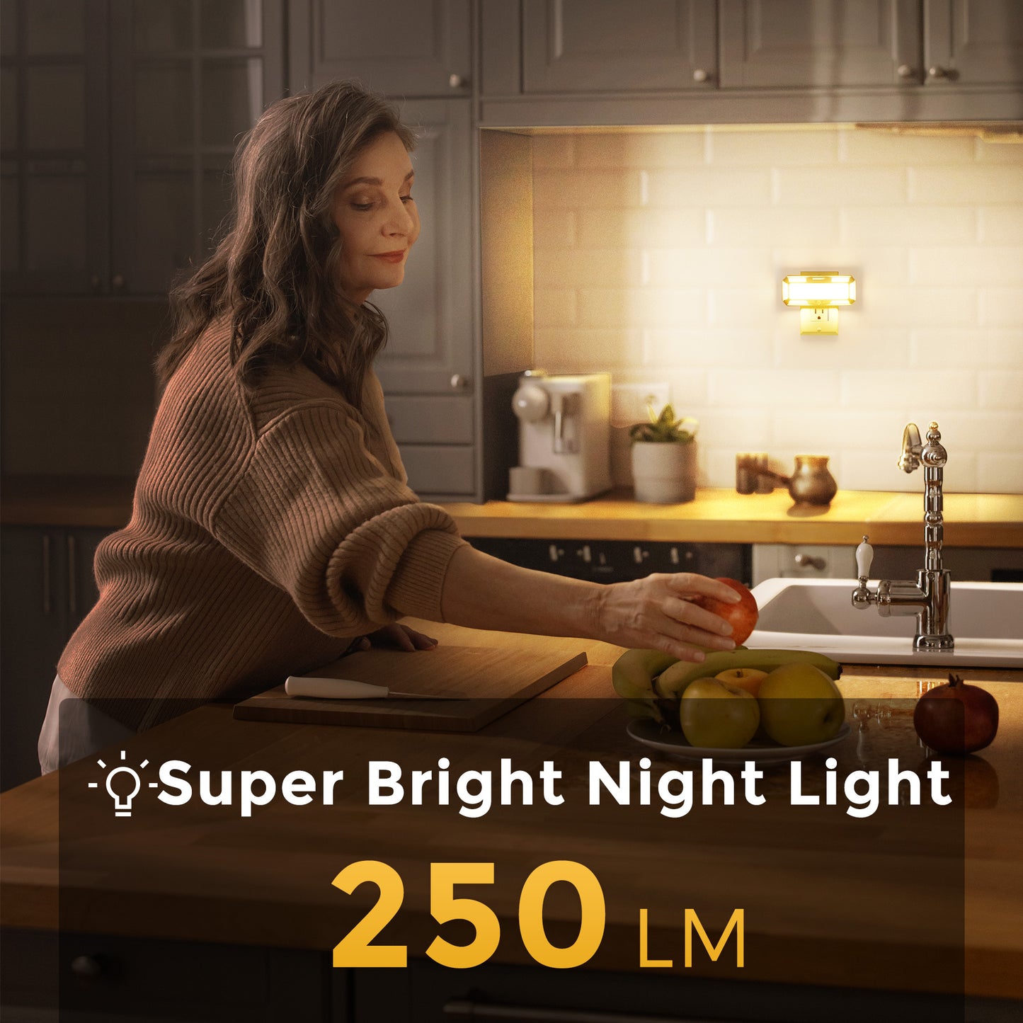 YANSUN 1.5W Plug-In Dusk to Dawn Night Light, Solar-Style Wall Light, White Housing, Warm 3000K LED, Slide Dimmer, US 2-Prong Plug