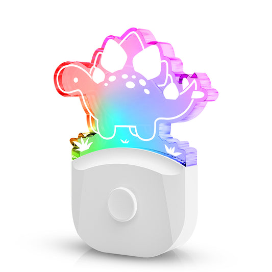 YANSUN 1 Pack 0.5 W Plug-In Light Sensor Night Light with Button Color Control, Warm 3000K and RGB Gradient, White Acrylic Shell